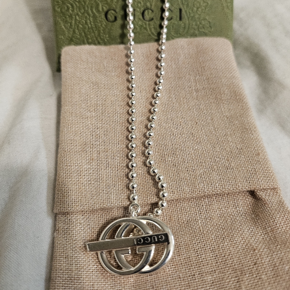 Gucci Interlocking GG Necklace Sterling Silver 925